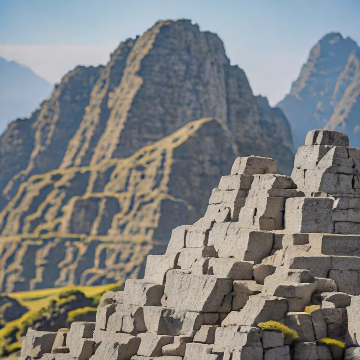 As ruínas históricas de Machu Picchu no Peru sob a luz do dia.