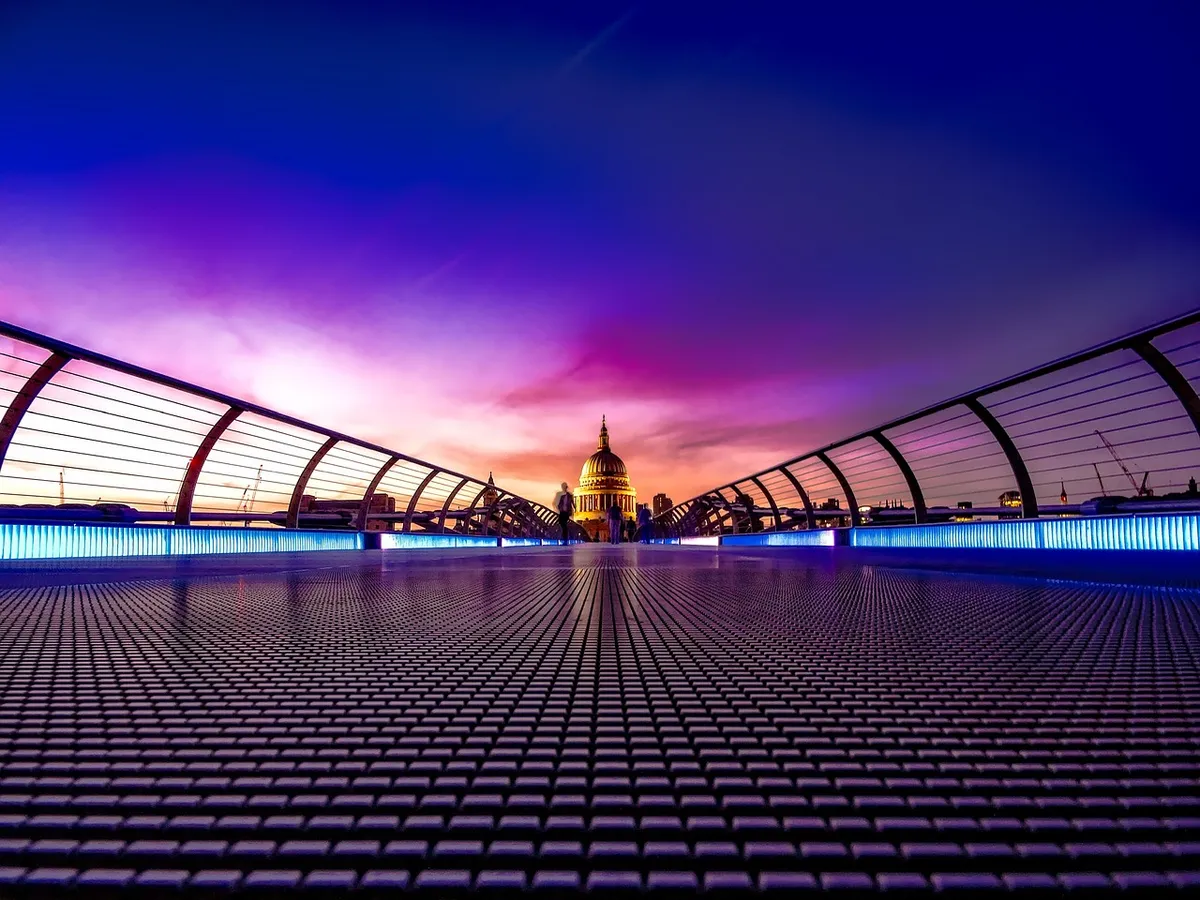 london, england, great britain, sunset, bridge, st paul's cathedral, landmark, historic, cityscape, city, urban, hdr, nature, modern, walkway, architecture